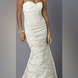 Nicole Miller Strapless Crinkle Wedding Dress